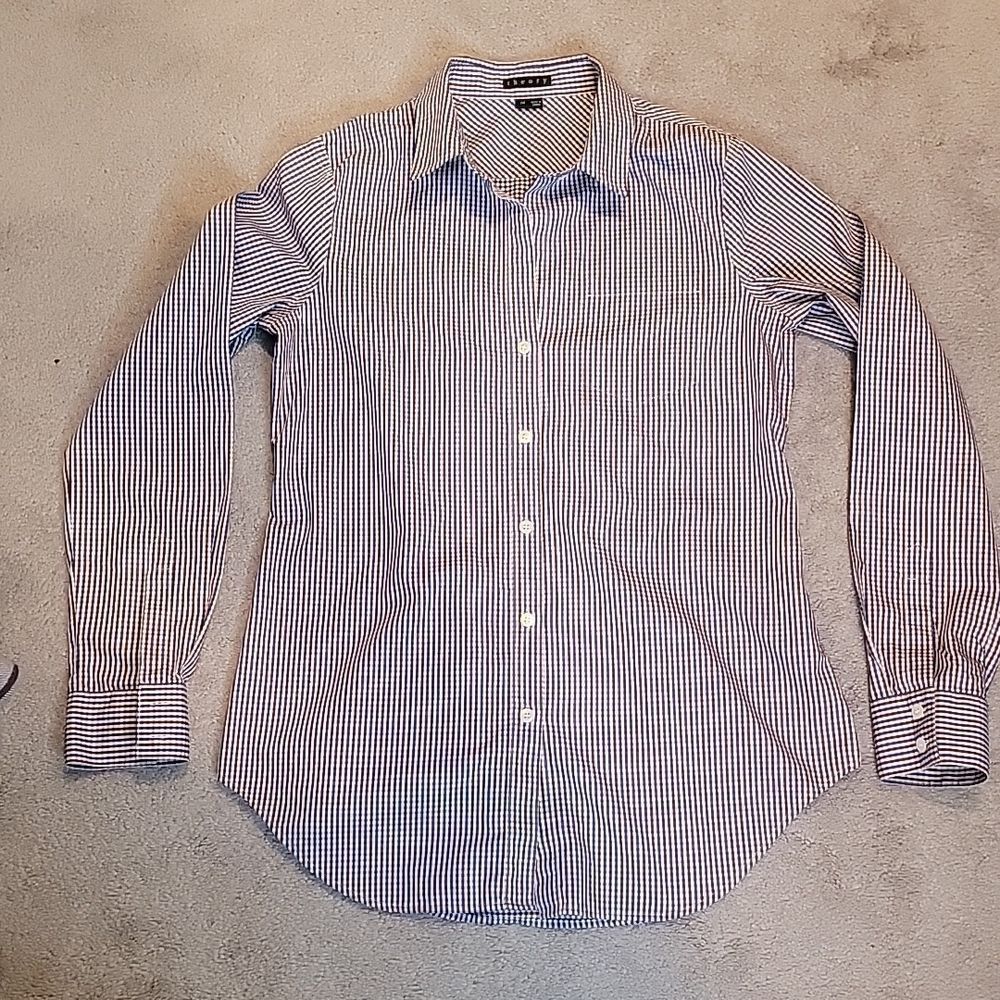 Theory womens checkered button down dress shirt